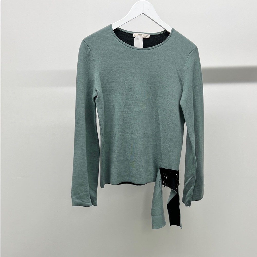 Dorothee Schumacher Teal Fringe Sweater